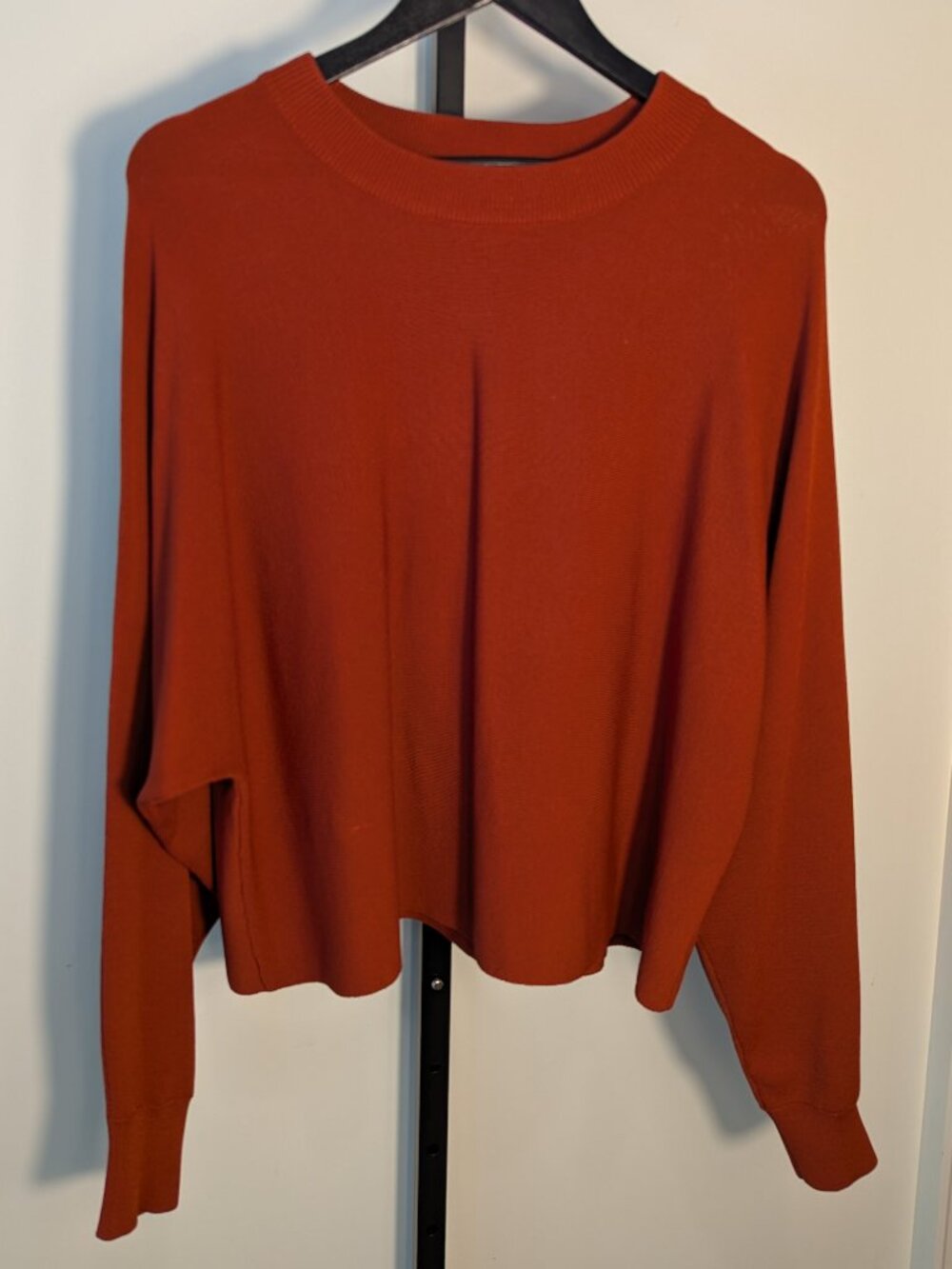 Bailey 44 Rust Cropped Stretch Knit Sweater Crew Neck Viscose Blend | Sz XL